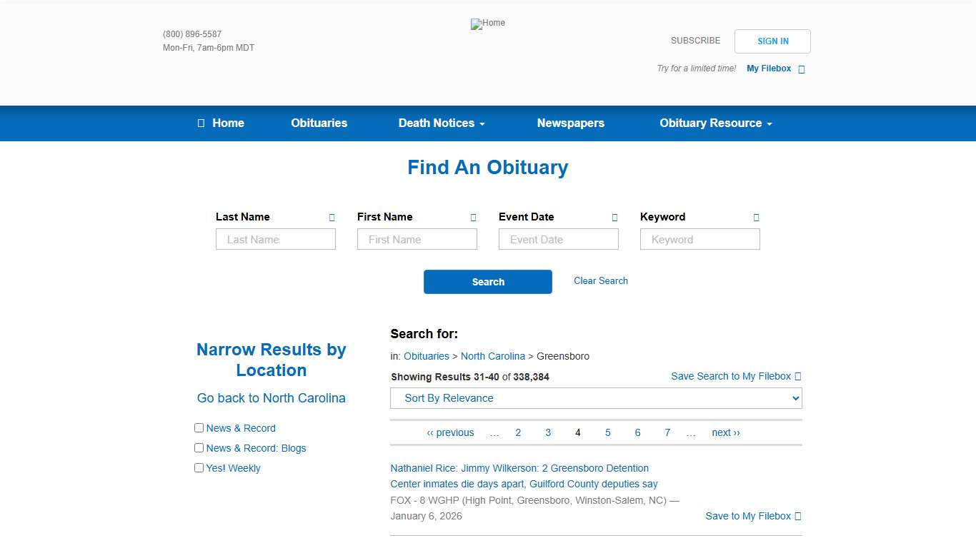 Greensboro, NC Obituaries Archives Online Obits Archive 1990 – 2026