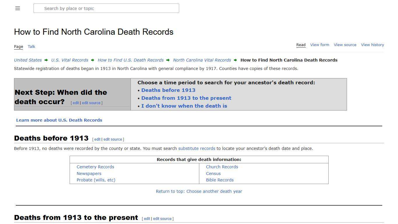 How to Find North Carolina Death Records • FamilySearch